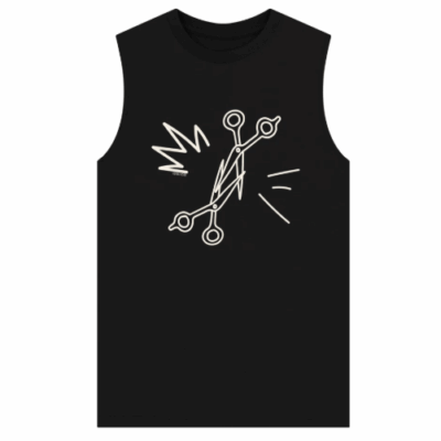 Sleeveless Scissor action tee