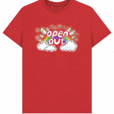Rainbow and stars logo tee