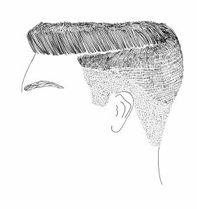 Drawing of a haircut without a face by Amy Pennington