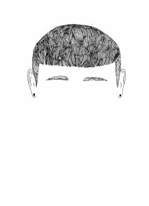Drawing of a haircut without a face by Amy Pennington