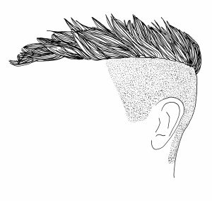 Drawing of a haircut without a face by Amy Pennington