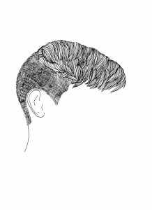 Drawing of a haircut without a face by Amy Pennington