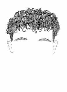 Drawing of a haircut without a face by Amy Pennington