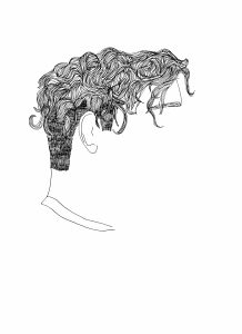 Drawing of a haircut without a face by Amy Pennington