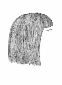 Drawing of a haircut without a face by Amy Pennington
