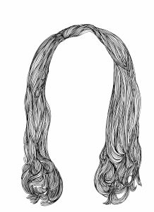 Drawing of a haircut without a face by Amy Pennington