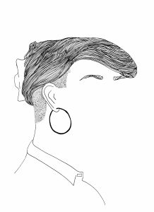 Drawing of a haircut without a face by Amy Pennington