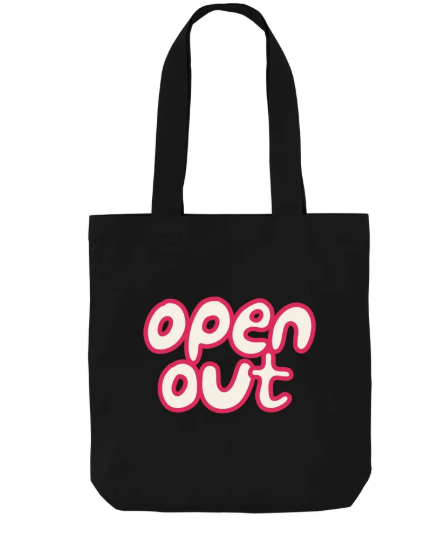 black tote with logo